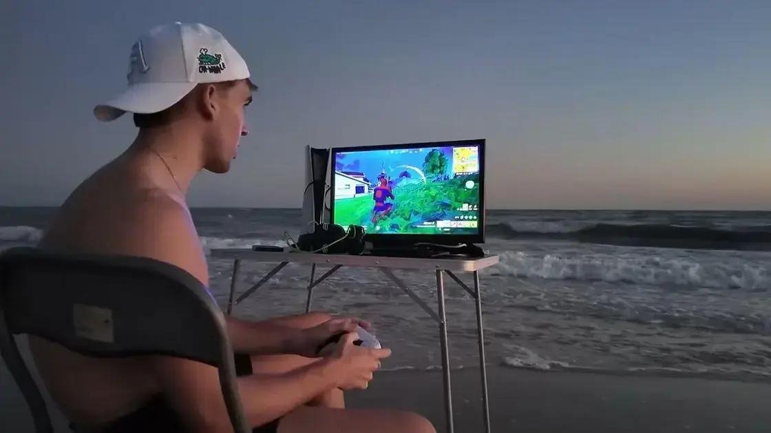 Jovem streamer surpreende ao jogar PS5 em frente ao mar